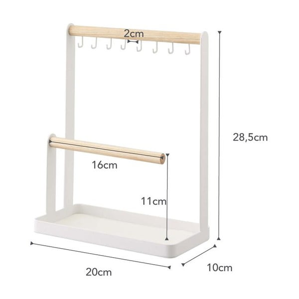 Бяла многофункционална стойка с детайли от букова дървесина Tosca - YAMAZAKI-image-3