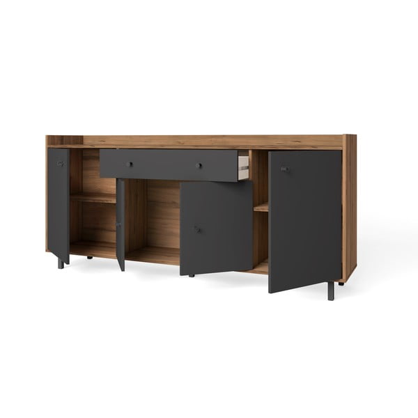 Сив нисък скрин от орех 180x84 cm Malta - Marckeric-image-3