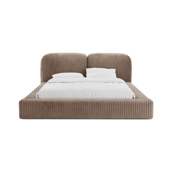 Кафяво тапицирано двойно легло с място за съхранение и включена подматрачна рамка 200x200 cm Martina – Micadoni -image-4