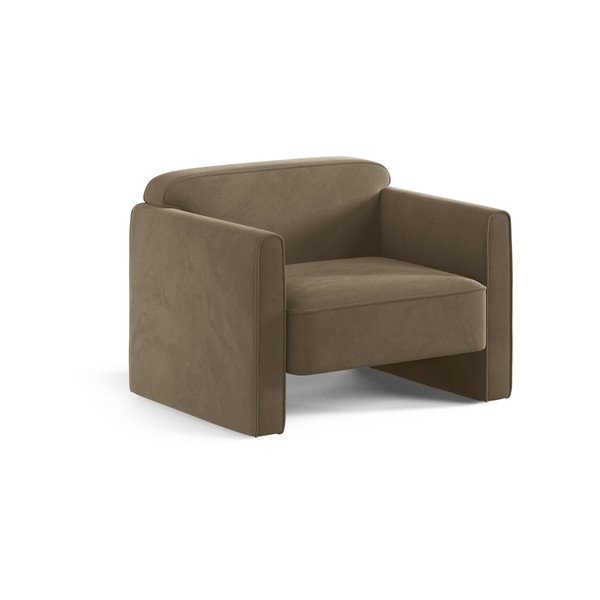 Кафяво-сиво кадифено кресло Abby – Micadoni 