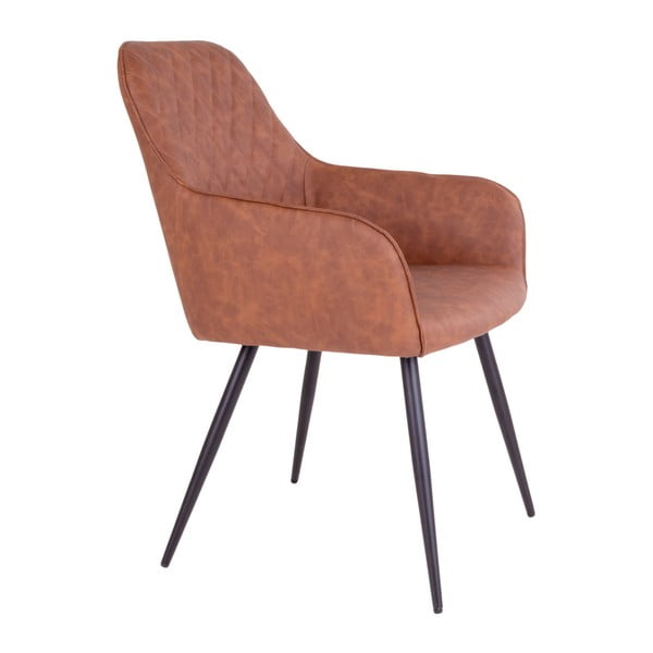 Кафяви тапицирани трапезни столове в комплект с подлакътници 2 бр. Harbo – House Nordic-image-4