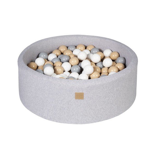 Сив велурен басейн с топки ø 90x30 cm Montessori – Meowbaby