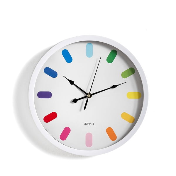 Бял стенен часовник , ø 30 cm Rainbow - Tomasucci