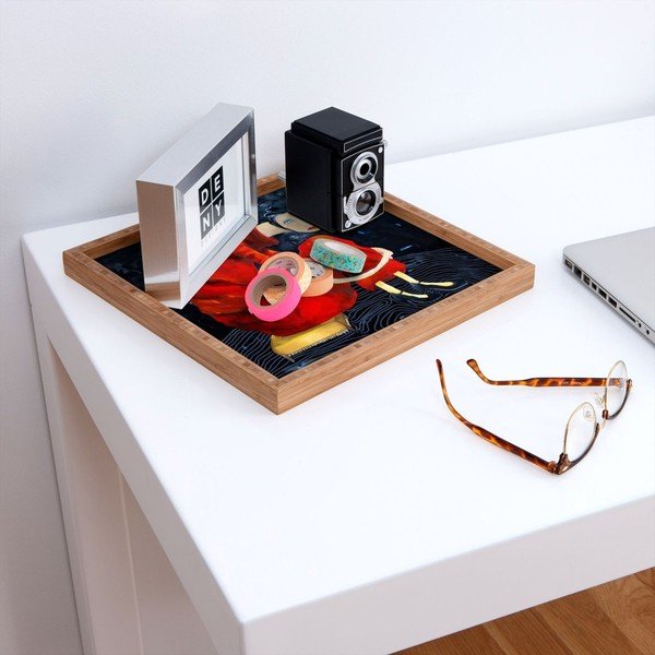 Дървен декоративен поднос за сервиране Red Lady, 40 x 40 cm - Unknown-image-1