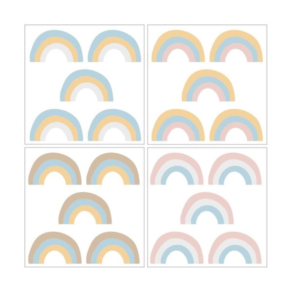 Комплект от 20 пастелни стикера за стена Rainbow - Dekornik