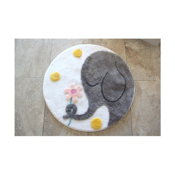 Koupelnová předložka s motivem slona Buyuk Fil Grey, ⌀ 90 cm