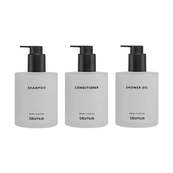 Бели стенни стъклени диспенсери за сапун 3 бр. 350 ml Kirei – Blomus-image-3