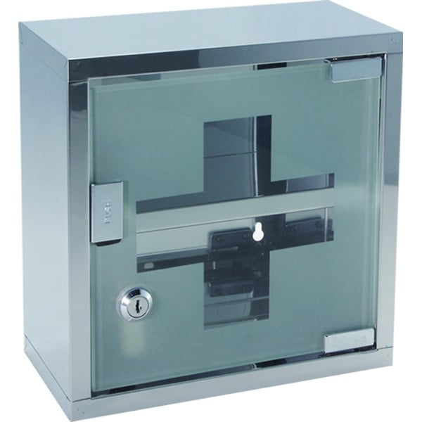 Метален стенен медицински шкаф в сребрист цвят 30x30 cm – Household Pleasure