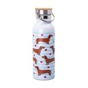 Светлосиня и кафява бутилка за пътуване от неръждаема стомана 425 ml Sausage Dog – Sass & Belle