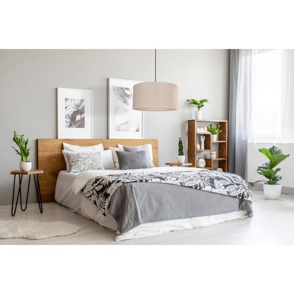 Бежово висящо осветително тяло с текстилен абажур ø 40 cm Shanti – Candellux Lighting-image-3