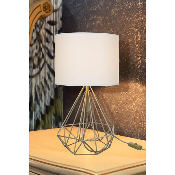 Настолна лампа с текстилен абажур в кремаво-златист цвят (височина 46,5 cm) Pena - Squid Lighting-image-1