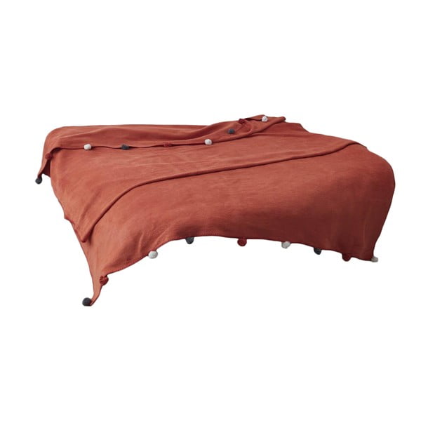 Покривало за легло от флийс в тухлен цвят 150x200 cm Pom Pom – Mijolnir