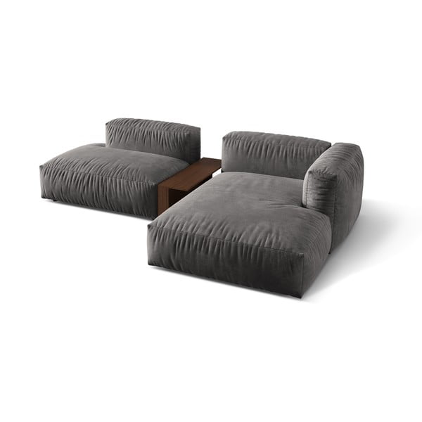 Сив кадифен модулен ъглов диван (десен ъгъл) Martina – Micadoni -image-2