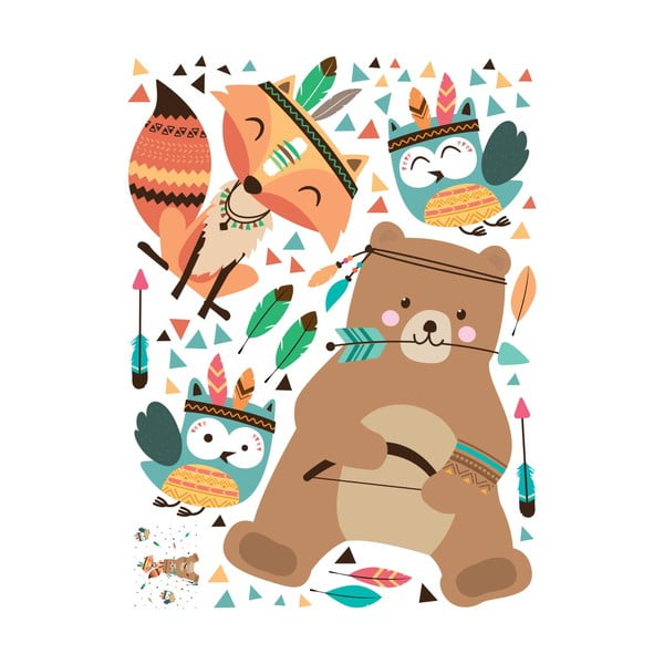 Детски стикери за стена Мечо индиец Happy - Ambiance-image-2