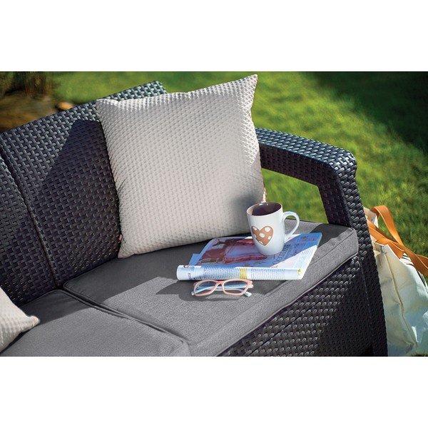 Тъмносив градински диван от изкуствен ратан Corfu – Keter-image-2