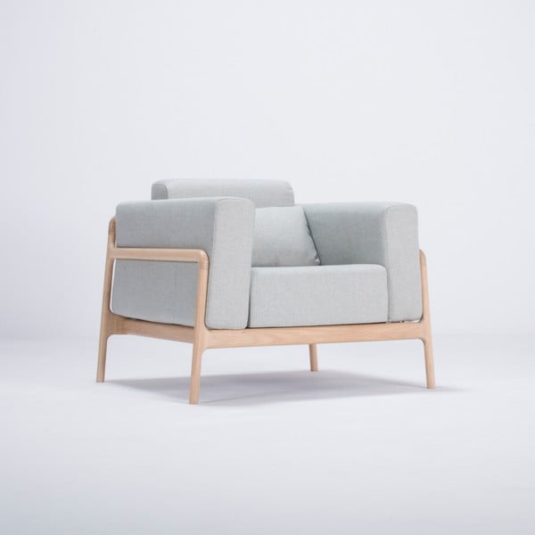 Фотьойл от дъбово дърво със синьо-сива текстилна седалка Fawn - Gazzda