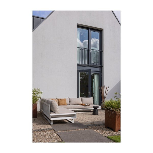 Бяло-сив алуминиев градински диван (ляв ъгъл) Flint – Exotan-image-2