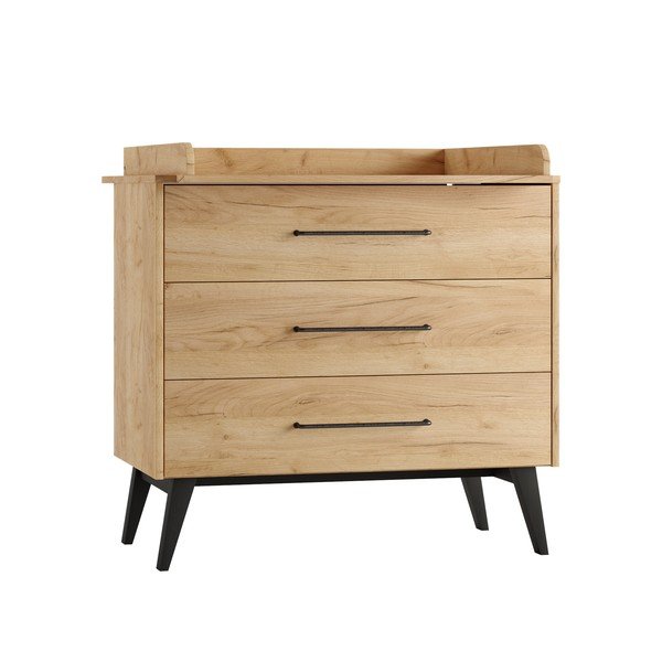 Нисък детски скрин от декор от бук в естествен цвят 100x92 cm Retro – Pinio-image-3