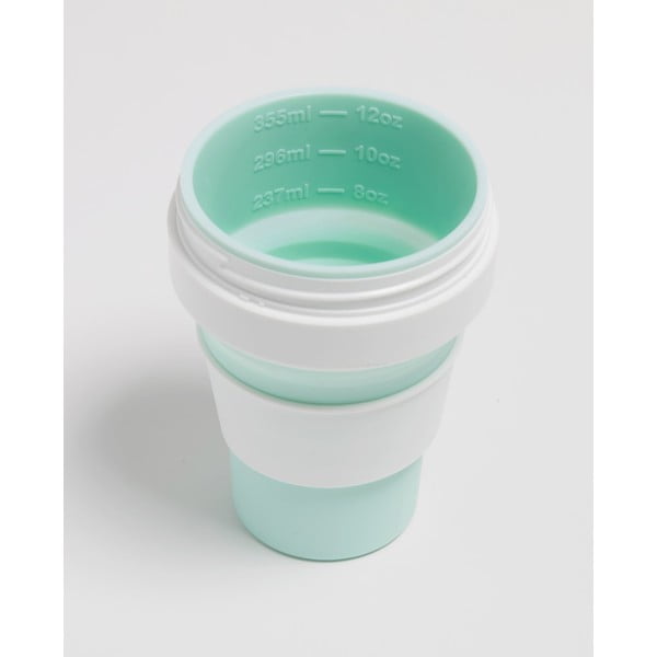 Зелена и бяла сгъваема чаша за пътуване Mint, 355 ml Pocket Cup - Stojo-image-3
