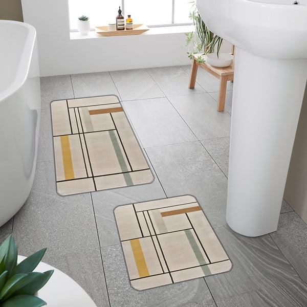 Светлокафяви изтривалки за баня в комплект от 2 бр. 60x100 cm - Mila Home-image-4