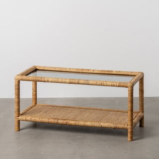 Масичка за кафе със стъклен плот  в естествен цвят  40x90 cm – Ixia