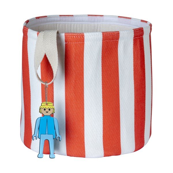 Червена текстилна детска кошница за играчки ø 30x28 cm Stripes – Playmobil-image-2
