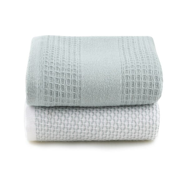 Вафлени кърпи в комплект от 2 бр. в цвят мента-сиви 40x60 cm Betty – Foutastic-image-3