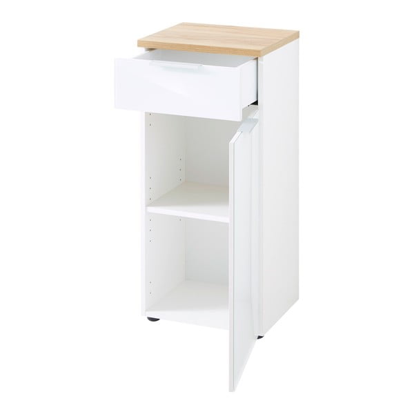 Дъбов нисък шкаф за баня  в бял\естествен цвят 39x86 cm Pescara - Germania-image-2