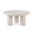 Кремава кръгла масичка за кафе от декор от камък ø 80 cm Iriel – MOME