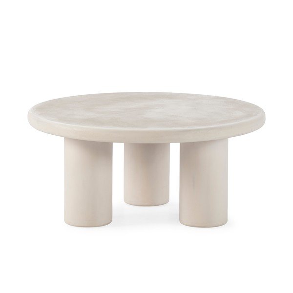 Кремава кръгла масичка за кафе от декор от камък ø 80 cm Iriel – MOME