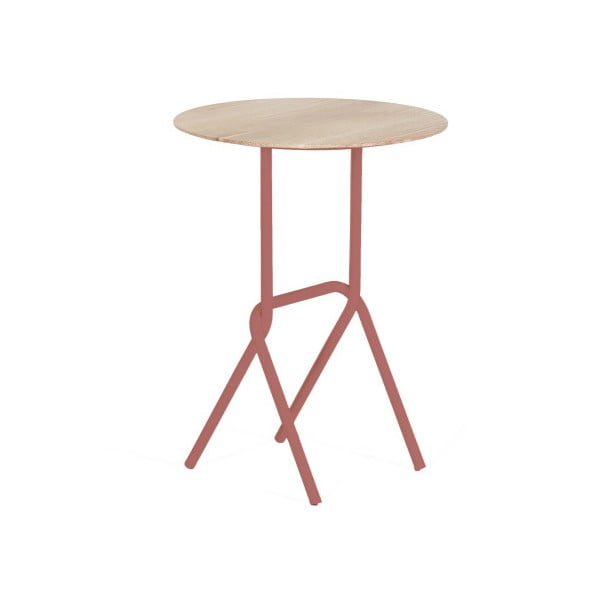Odkládací stolek s růžovou kovovou konstrukcí HARTÔ Désiré, ⌀ 40 cm