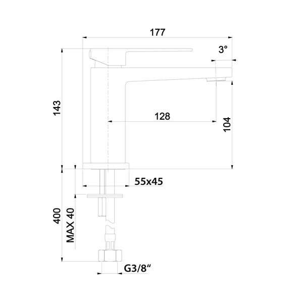 Матово-черна стояща батерия за мивка Latus – Sapho-image-2