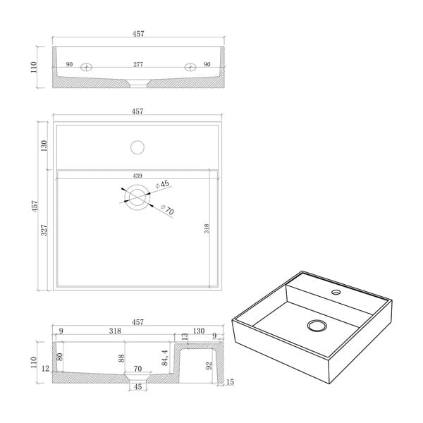 Сиво-бежов бетонен умивалник 46 x 46 cm Quadrado - Sapho-image-1