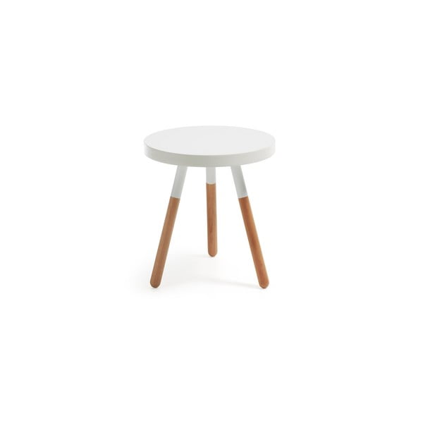 Bílý dřevěný odkládací stolek La Forma Brick, ⌀ 50 cm