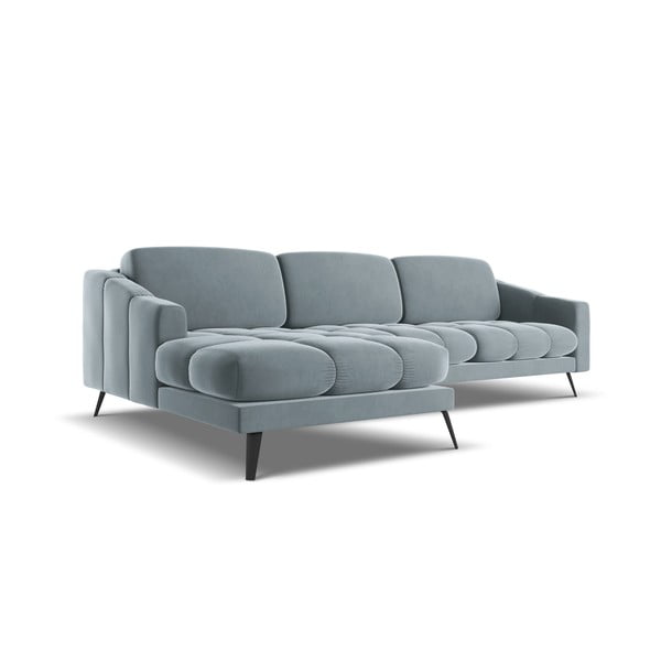 Светлосин кадифен ъглов диван (ляв ъгъл) Nalu – Makamii-image-3