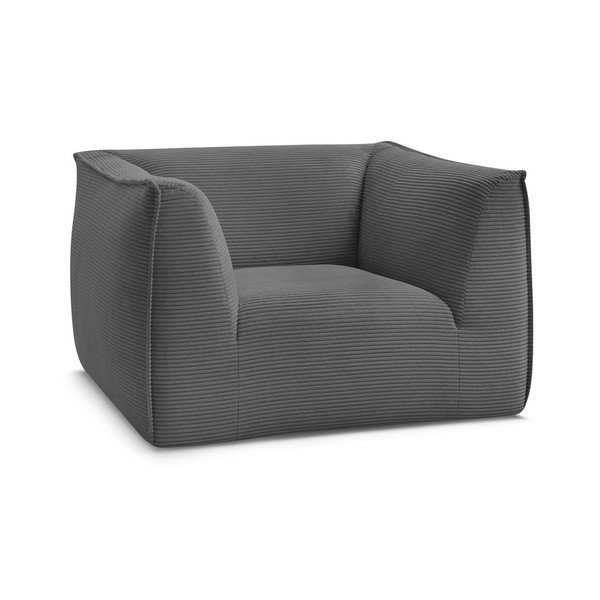 Тъмносиво кресло от рипсено кадифе Giorgia – Bobochic Paris