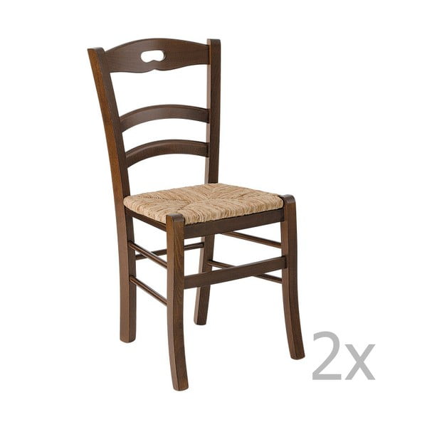 Sada 2 tmavých dřevěných jídelních židlí Castagnetti Lavagna