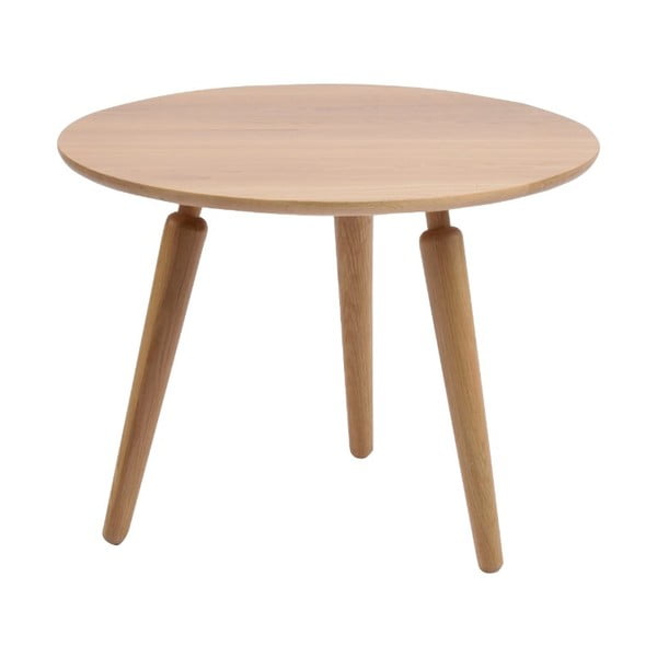 Přírodní konferenční stolek z dubového dřeva Folke Cappuccino, výška 45 cm x ∅ 60 cm