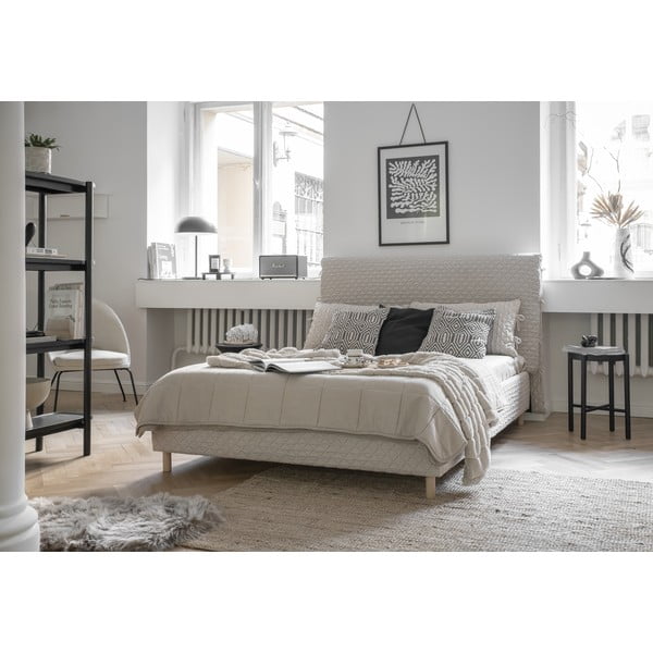 Бежово тапицирано двойно легло и решетка  180x200 cm Sleepy Luna - Miuform-image-1