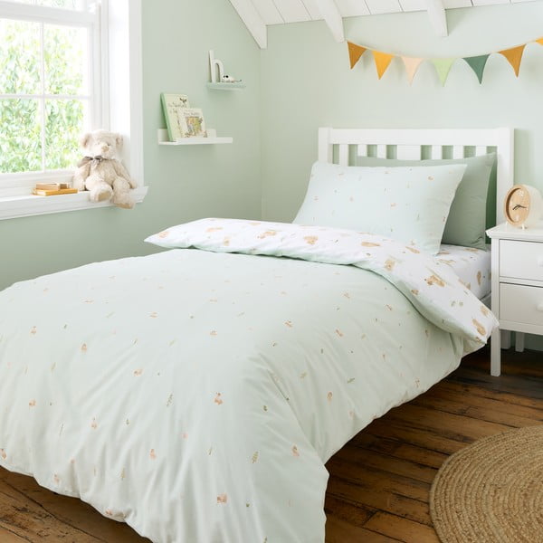 Бяло-зелено двойно  памучно детско спално бельо 200x200 cm Mini Moo Cow – Bianca-image-2