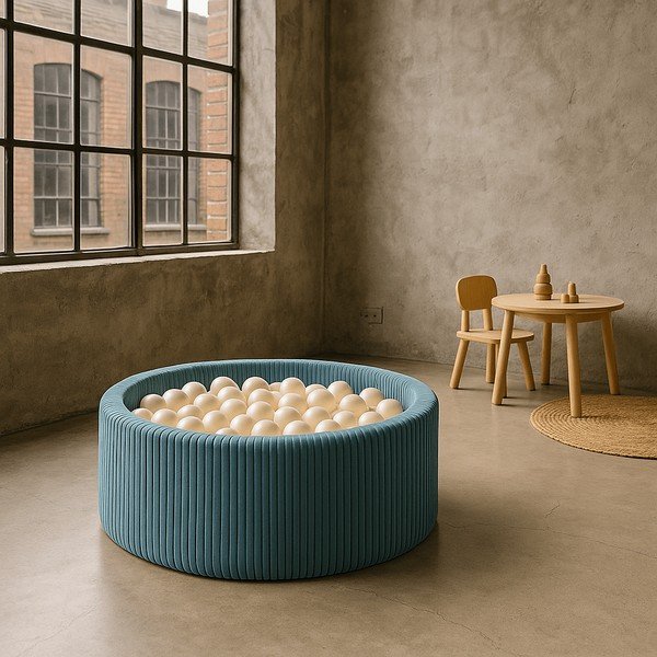 Тюркоазен велурен басейн с топки ø 90x30 cm Montessori – Meowbaby-image-1