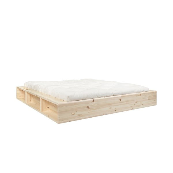 Dvoulůžková postel z masivního dřeva s úložným prostorem a futonem Comfort Karup Design Ziggy, 140 x 200 cm