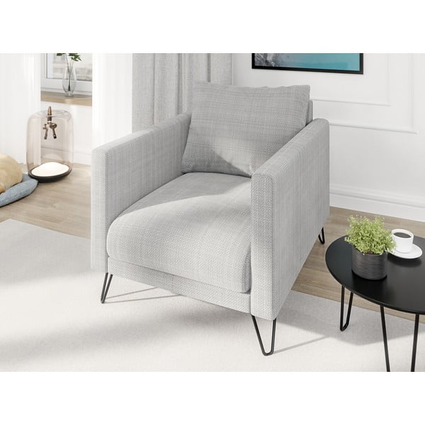 Светлосиво шенилово кресло Freya – Ropez-image-3