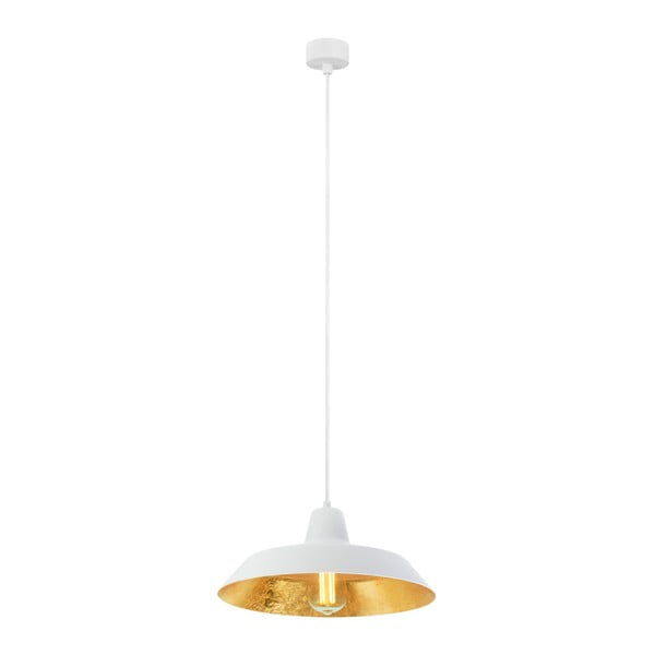 Бяла лампа за таван със златен детайл Cinco - Bulb Attack