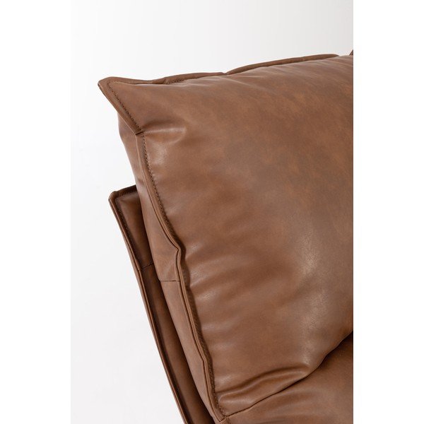 Кресло с място за съхранение от изкуствена кожа в цвят кафяв коняк Alanez – Bizzotto-image-1
