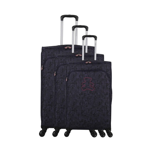 Комплект от 3 черни багажа на 4 колела Lulucastagnette Casandra - LULUCASTAGNETTE