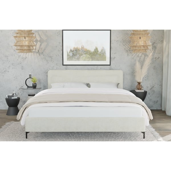 Бежово двойно тапицирано легло с включена подматрачна рамка 160x200 cm  Barker – Ropez-image-3