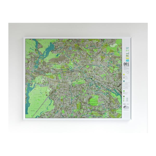 Zelená mapa Berlína v průhledném pouzdru The Future Mapping Company Street Map, 130 x 100 cm