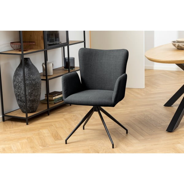 Тъмносиви тапицирани трапезни столове в комплект с подлакътници 2 бр. Laura – Actona-image-2