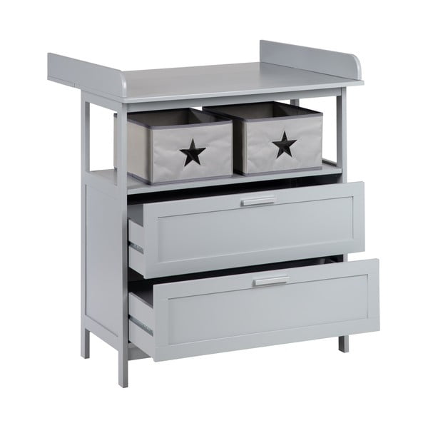 Сив детски скрин с маса за преповиване 87x100x75 cm Hamburg – Roba-image-2